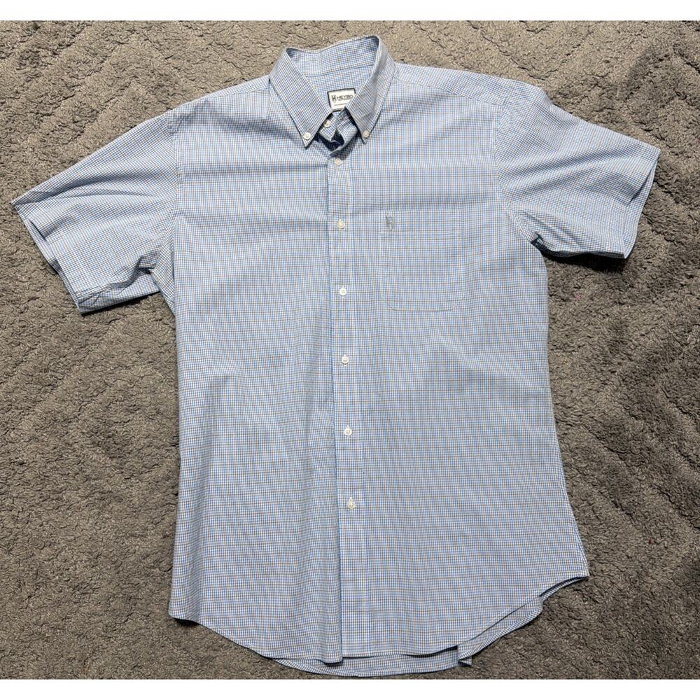 Heybo Outdoors Shirt Mens Embroidered Gingham Short Sleeve Button Up Size L